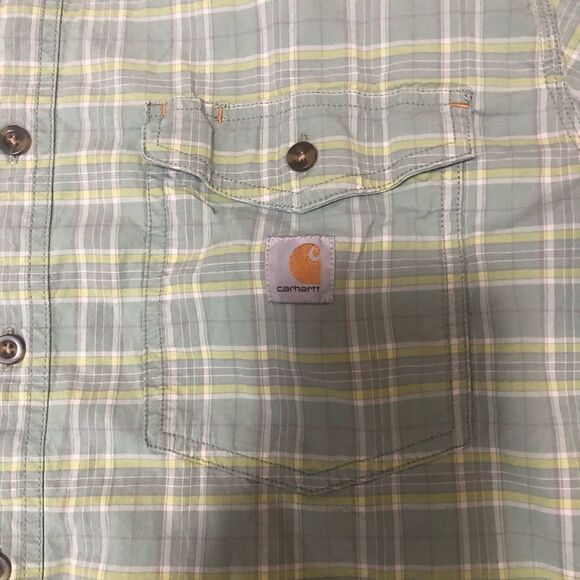 Carhartt  Rugged Flex Relaxed Fit Button Up S/S Shirt Plaid Men's Sz XLT - Picture 2 of 6